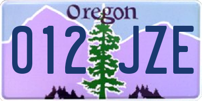 OR license plate 012JZE