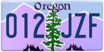 OR license plate 012JZF
