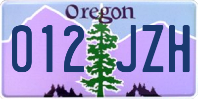 OR license plate 012JZH