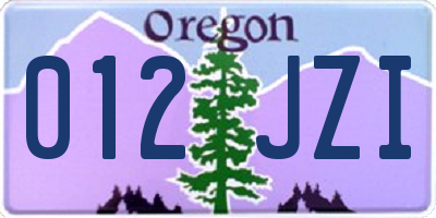 OR license plate 012JZI