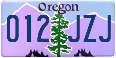 OR license plate 012JZJ