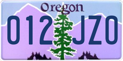 OR license plate 012JZO
