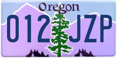 OR license plate 012JZP