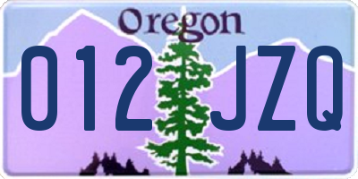 OR license plate 012JZQ