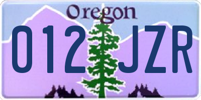 OR license plate 012JZR