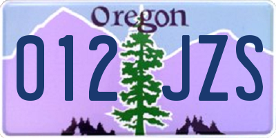 OR license plate 012JZS