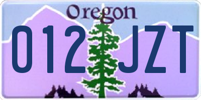 OR license plate 012JZT