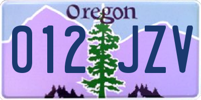 OR license plate 012JZV