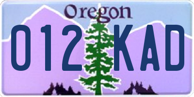 OR license plate 012KAD