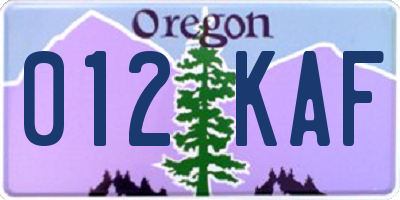 OR license plate 012KAF