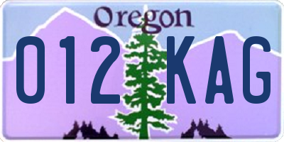 OR license plate 012KAG
