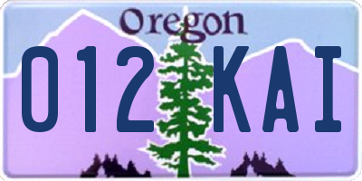 OR license plate 012KAI