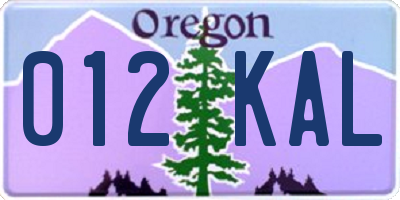 OR license plate 012KAL
