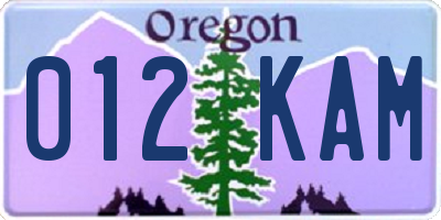 OR license plate 012KAM