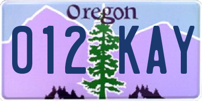 OR license plate 012KAY