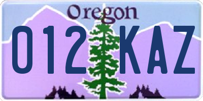 OR license plate 012KAZ