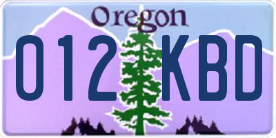 OR license plate 012KBD