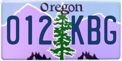 OR license plate 012KBG
