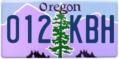 OR license plate 012KBH