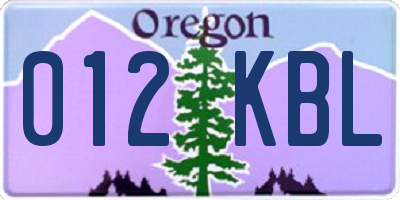 OR license plate 012KBL