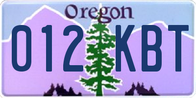 OR license plate 012KBT