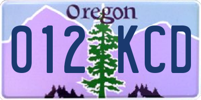 OR license plate 012KCD
