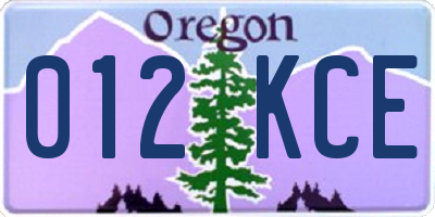 OR license plate 012KCE