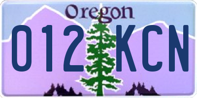 OR license plate 012KCN