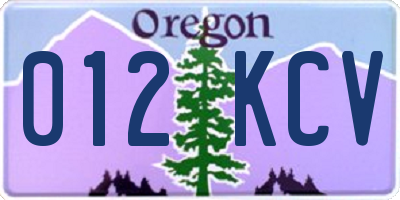 OR license plate 012KCV