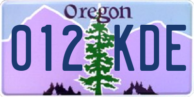 OR license plate 012KDE