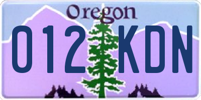 OR license plate 012KDN