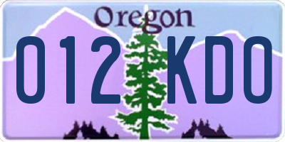 OR license plate 012KDO