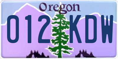 OR license plate 012KDW
