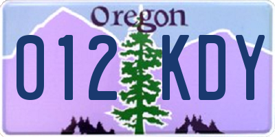 OR license plate 012KDY
