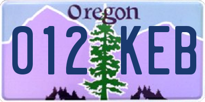 OR license plate 012KEB