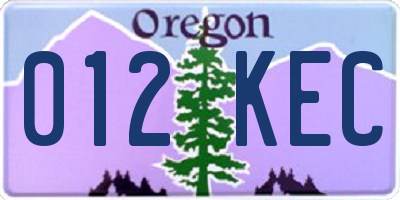 OR license plate 012KEC