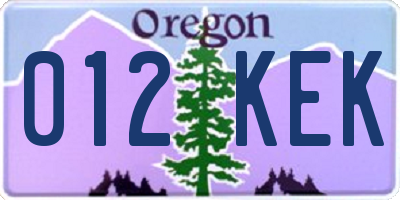 OR license plate 012KEK
