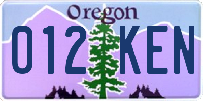 OR license plate 012KEN
