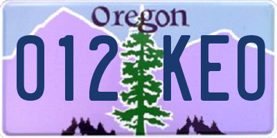 OR license plate 012KEO