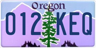 OR license plate 012KEQ