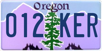 OR license plate 012KER
