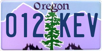OR license plate 012KEV