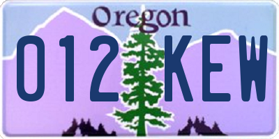 OR license plate 012KEW