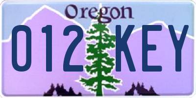 OR license plate 012KEY