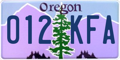 OR license plate 012KFA