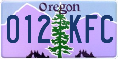 OR license plate 012KFC