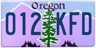 OR license plate 012KFD