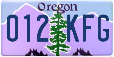 OR license plate 012KFG
