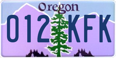 OR license plate 012KFK