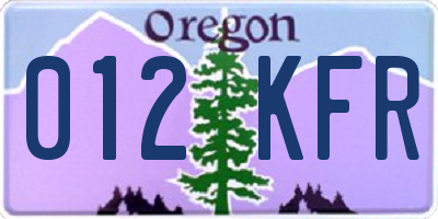 OR license plate 012KFR